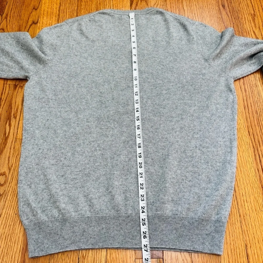 Apt9 Men Large Cashmere Silk V Neck heather gray knit slouchy pullover Sweater